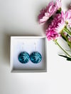 Teal Leaf - Botanical Circle Earrings