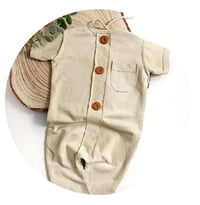 Image 1 of Photoshooting romper Lorenzo | sleeves | cold beige | sitter boys | 12 months
