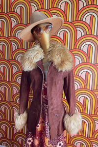 Image 6 of Vintage burgundy suede penny lane coat