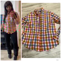 Orange plaid button up X-Large