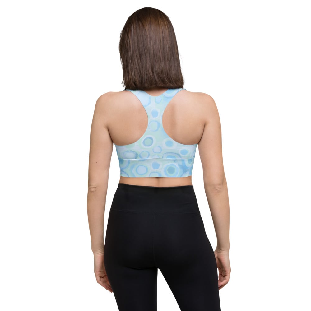 Image of Bubbles blue Longline sports bra