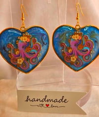 Image 1 of Handcrafted Resin Octopus Earrings 
