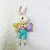 Small White Bunny with Egg and Florals