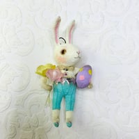Image 3 of Small White Bunny with Egg and Florals