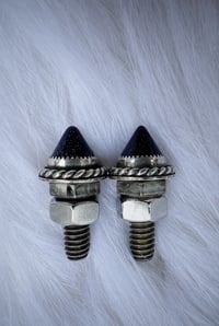 Image 2 of Midnight Blue Goldstone Spike Bolts