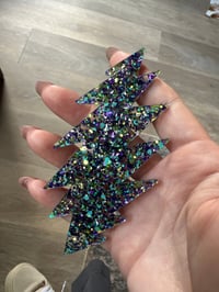 Image 2 of Green and Purple glitter 13 point hair clip
