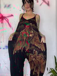 Image 3 of “TWO BIRDS” CUSTOM BLEACH PAINTED BAGGY ROMPER LARGE