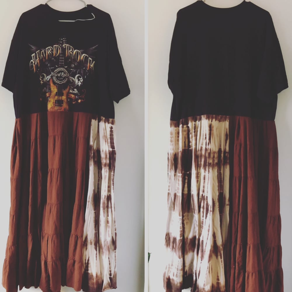 Upcycled “Hard Rock Cafe: Atlanta” t-shirt maxi dress 