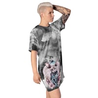 Image 2 of Black and Gray Watercolor Sphynx Cat T-shirt dress