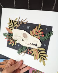 Image 2 of Cut paper coyote skull