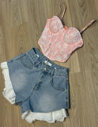 Image 1 of Coral lace bustier corset 