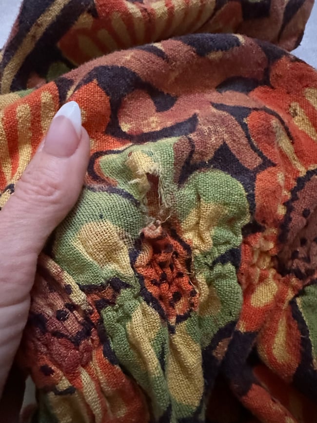 late 1960s India hand blocked batik cotton gauze maxi dress