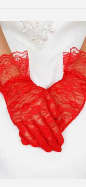 Image of RED LACE FLORAL GLOVES