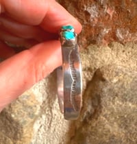 Image 5 of Carved turquoise vintage stacker cuff 