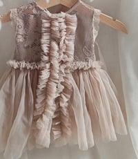 Image 4 of Baby girl dress for photoshoots | 0-3 months | Mia | cocoa and beige | photo props