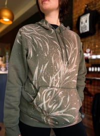 Image 3 of “Grow” organic calligraphy bleach art on unisex hoodie - size L - 1of1