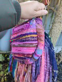 Image 6 of FRILL MINI body cross Sari bag with ruffles - detachable strap -sunset 2