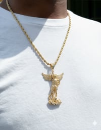 Image 1 of 14k EP 4mm Rope chain with Large St. Michael pendant 