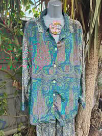 Image 5 of M/l Sari PJ lounge set with Bag tassel green Paisley 