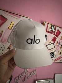 Image 1 of White hat with black 3D logo