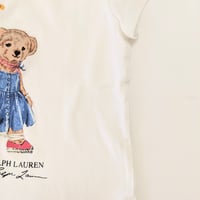 Image 5 of Girls Ralph Lauren White Tee with Polo Bear in Blue Dress