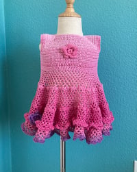 Image 1 of Pink Crochet Handmade Toddler Dress 2t