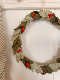 Image 2 of Felt Foliage & berry wreath