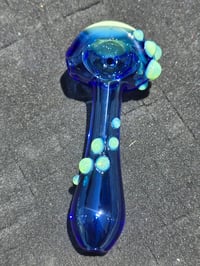 Image 3 of Blue And Slyme Honeycomb Glass Pipe 4"