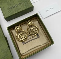 Image 2 of Gucci GG Vintage Lion Round Earrings