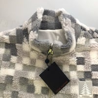 Image 4 of GREY CHECKERED SQUARE FLEECE JACKET