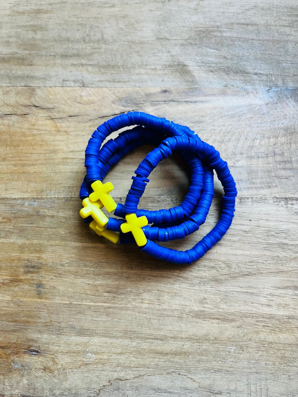 Image of Kids Blue and Yellow Cross Bracelet