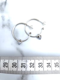 Image 2 of Handmade Blue Chalcedony Bullet Sterling Silver Hoop Earrings 925