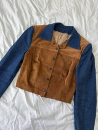 Image 2 of Vintage denim leather jacket // S 