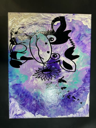 Image of 11x14 cow sunflower canvas