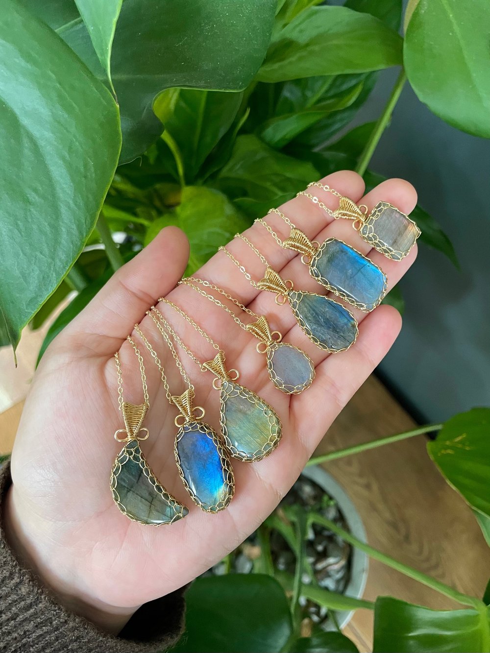 labradorite rainbow crystal necklaces!