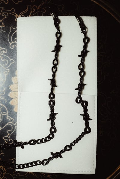 Image of black barbed wire