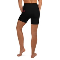 Image 3 of BossFitted Black and Red Splash Yoga Shorts