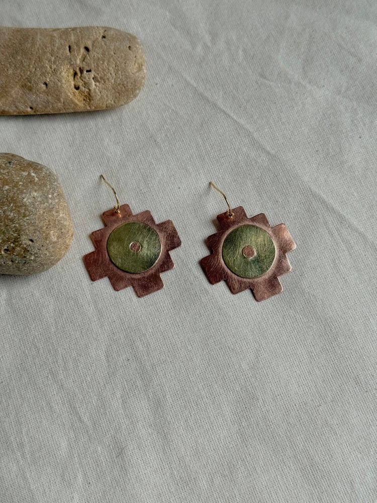 Image of Copper, brass earrings 