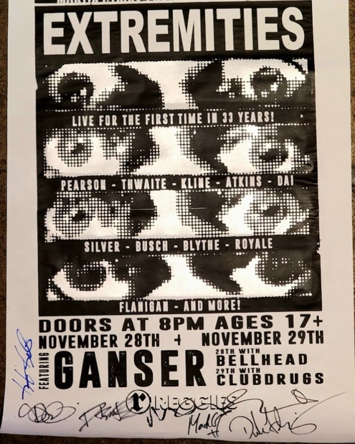 Image of Full Band Signed Extremities 2025 Poster - Silver