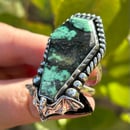 Image 4 of Handmade Sterling Silver Variscite Coffin Bat Ring
