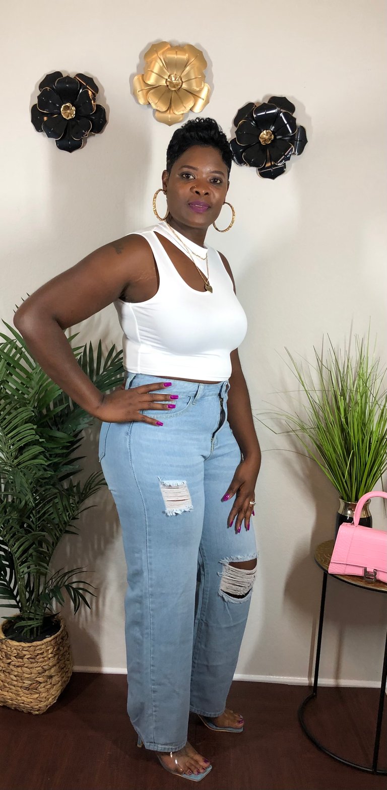 Denim Wide Leg Jeans Image 4