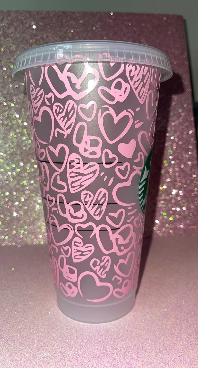 Pink Hearts Starbucks cup 24oz