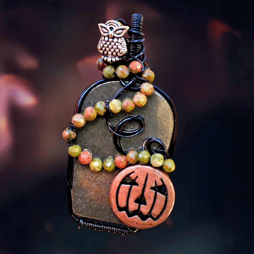 Image of R.I.P. Jack O. Lantern - Wire Wrapped Pendant