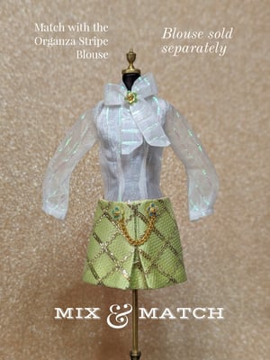 Image of Lounginglinda ~ Pistachio Trellis Miniskirt ~ for Blythe & Cherry 