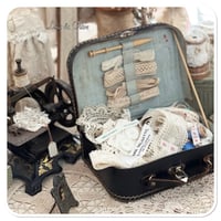 Image 7 of Vintage French childs sewing box full of French lace buttons and cotton