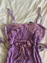 Image 2 of Vintage Y2K purple sequin bust tie back Italian vintage cami 