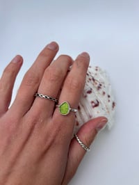 Image 2 of Lime Green Sea Glass Ring ~ size R