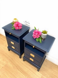 Image 2 of Navy Blue Stag Slim Bedside Tables Bedside Cabinets