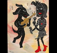 Image 1 of “Guitar dog jam” original painting on canvas