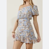 Image 1 of ASTR one shoulder floral mini dress
